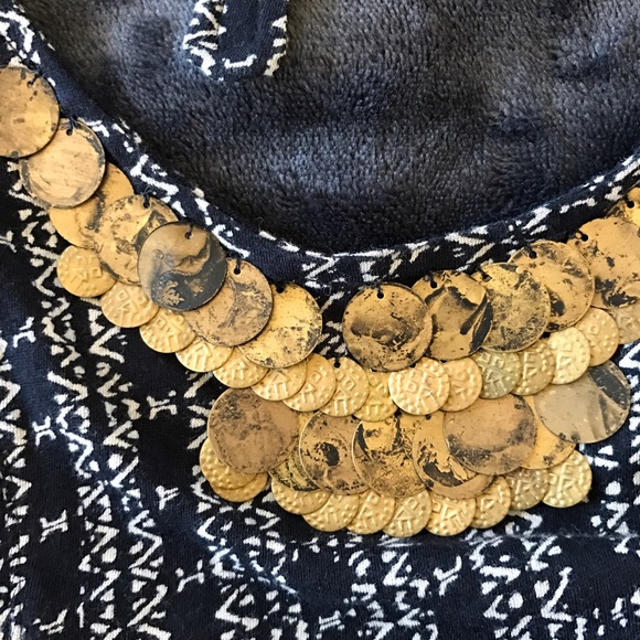 Ecoté Patterned Halter Top with Gold Coins - Picture 2 of 6